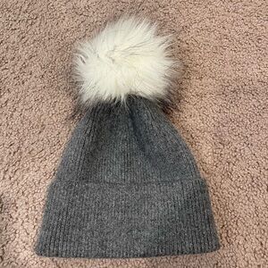 Gray Beanie with pom .